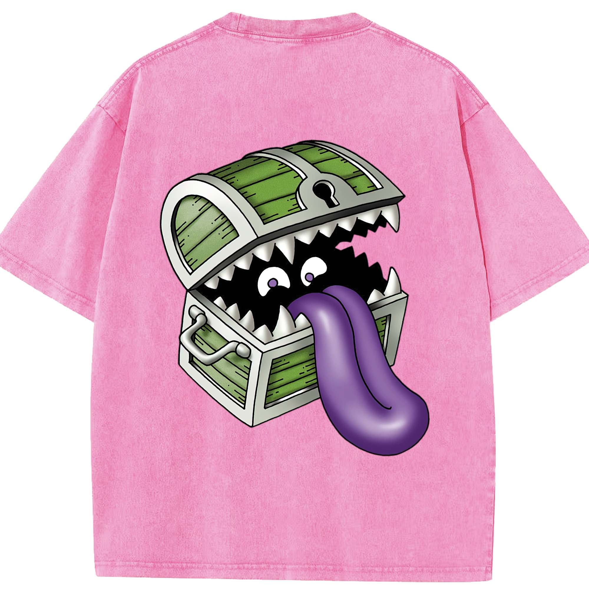 （画像用） ドラゴンクエスト Doragon Kuesuto Dragon Quest 綿100% ヴィンテージ風 半袖Tシャツ（背面プリント）